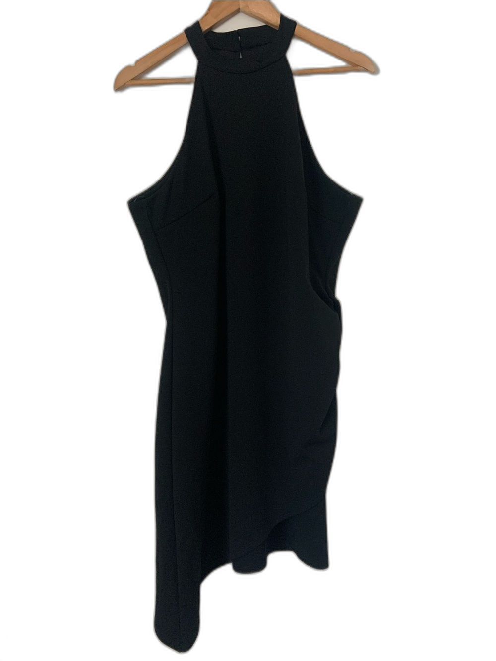 Lulus Black Halter Neck Asymmetric Ruched Women’s Dress Cocktail Wedding XL